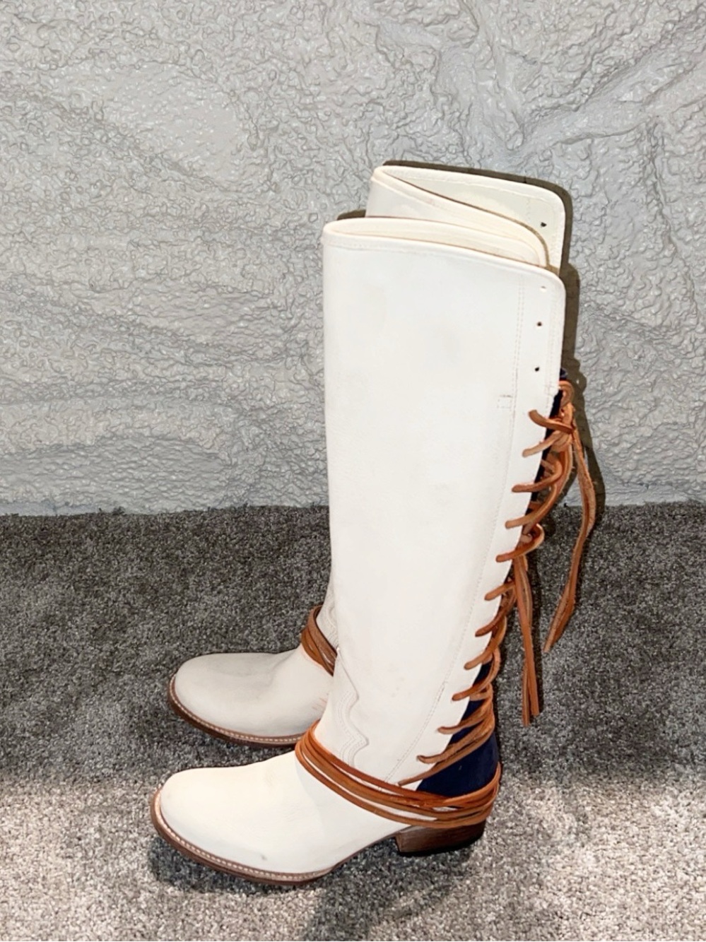 FREEBIRD *DENVER BRONCOS* Coal Riding Boots with Orange Lace Detail